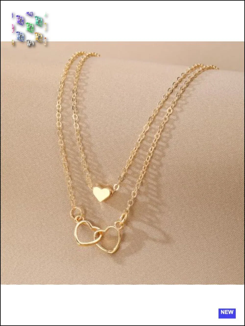 Gold Heart Pendant Necklace Set Adjustable Layered Hollow Love Chain Trendy